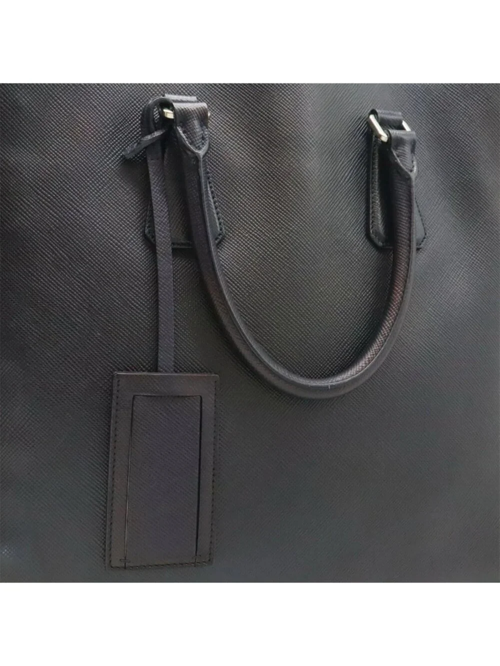 Prada Triangle Logo Saffiano Tote 2-Way Shoulder Bag Crossbody Leather Navy